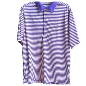 Donald Ross Golf Polo Shirt Men’s Medium Purple Striped Short Sleeve Performance